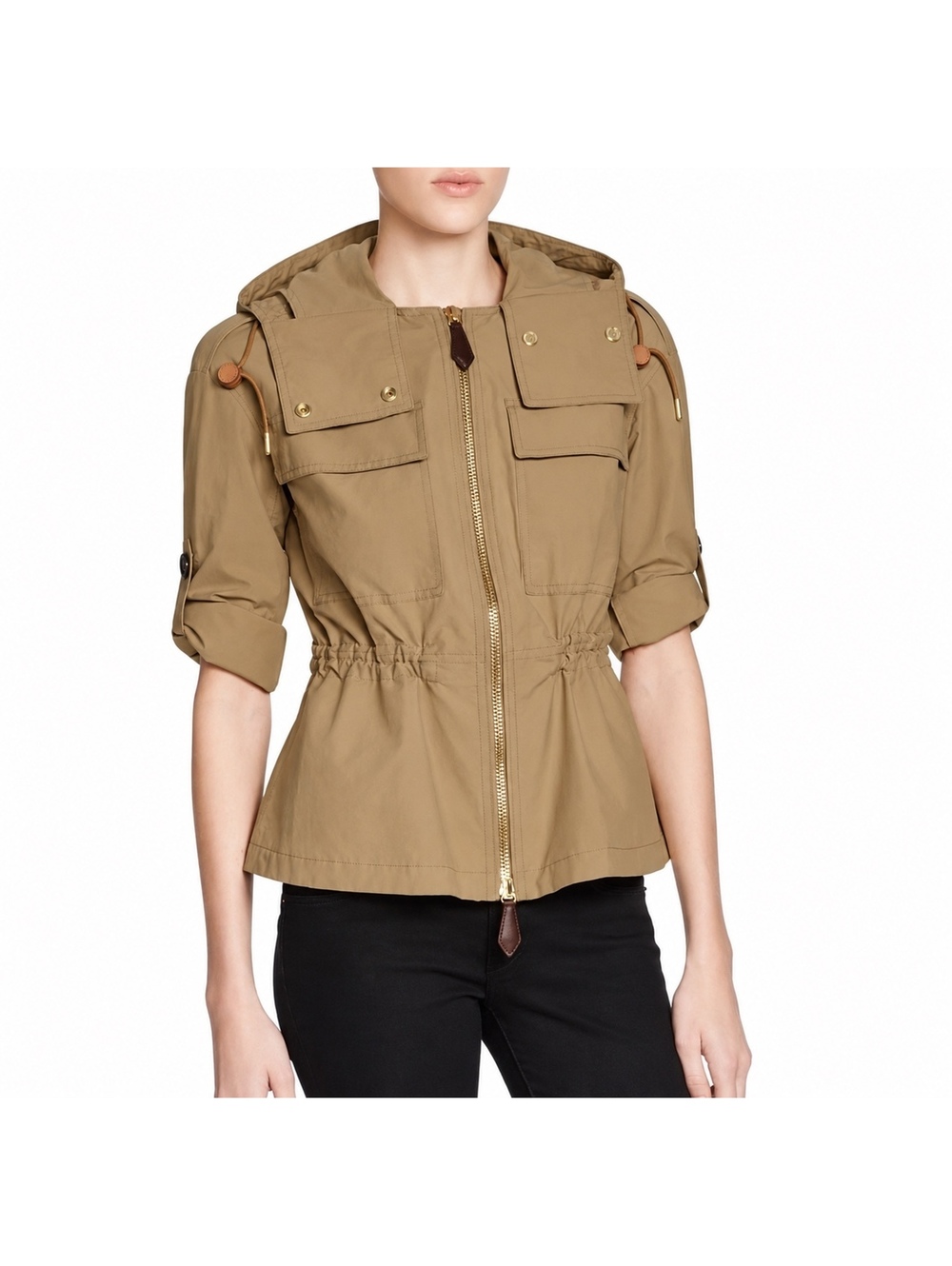Burberry Brit Women’s US 8 Hooded Utility Jacket Beige Tan